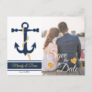 SeeSave the Date Postkarte des blauen Ankers