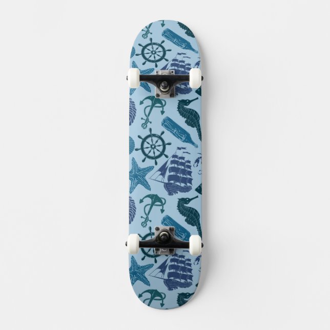 Seeschatten des blauen Musters Skateboard (Vorderseite)