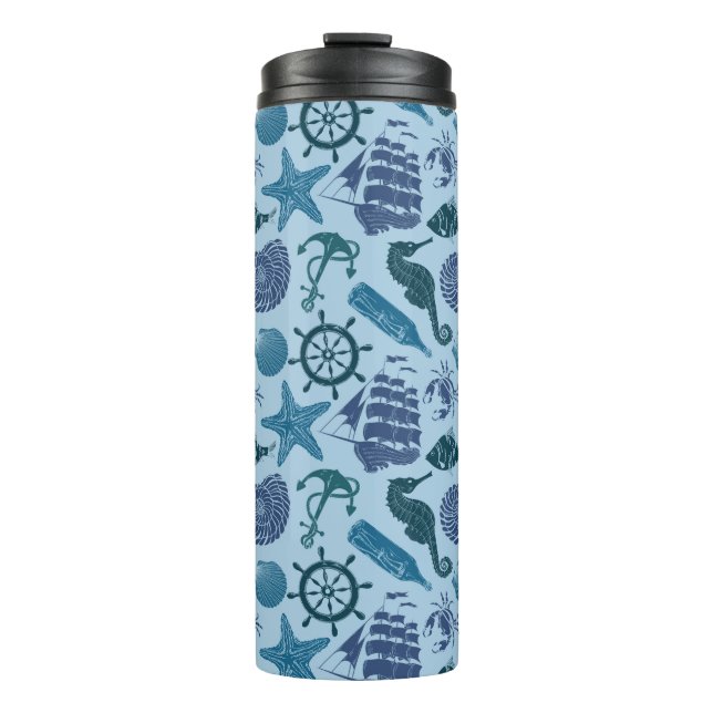 Seeschatten des blauen Musters Thermosbecher (Vorderseite)