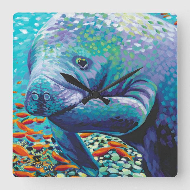 Seeschatz II Quadratische Wanduhr (Vorderseite)