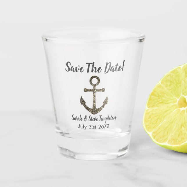 Seeschein, der Save the Date Wedding ist Schnapsglas (Vorderseite)
