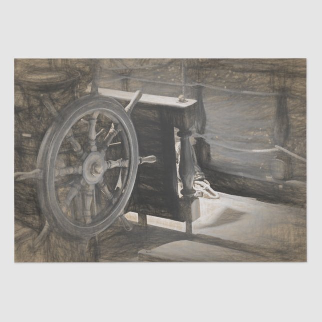 Seeschiff der Vintagen Seeschifffahrt Sepia Küsten Seidenpapier (Vorderseite)