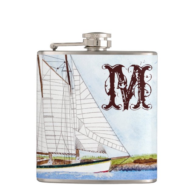 Seeschiff Seefahrt Seeozeafongram Whiskey Flask Flachmann (Vorderseite)