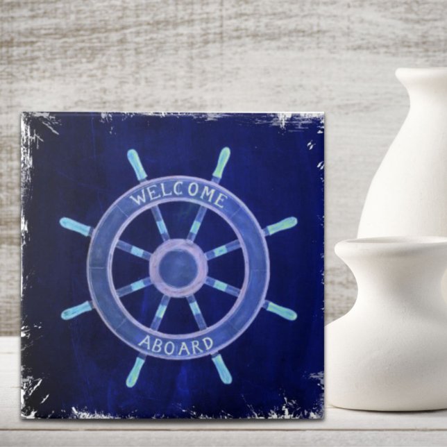 Seeschiffahrtsschiff Fliese (beach nautical navy sailor captain ship wheel ceramic tile)