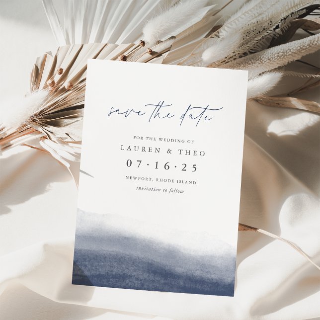 Seeschiffe Elegante einfache Küstenwasserfarbe Save The Date (Von Creator hochgeladen)