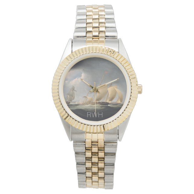 Seeschiffe Mit Monogramm Armbanduhr (Vorderseite)