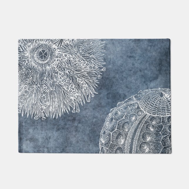Seeschiffe Wasserfarbe Meeresblau Weiß Fußmatte (Vorderseite)