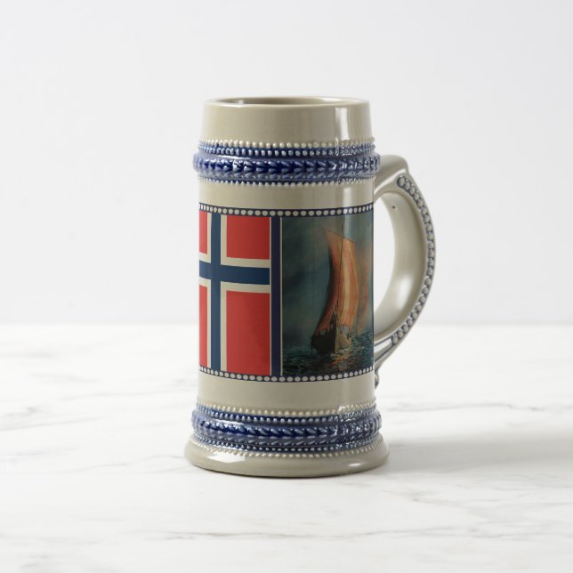 Seeschifffahrt, Meeresnebel, norwegische Flagge Bierglas (VorderseiteRechts)