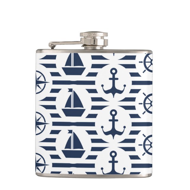 Seeschifffahrt nach blauem Muster Flachmann (Vorderseite)