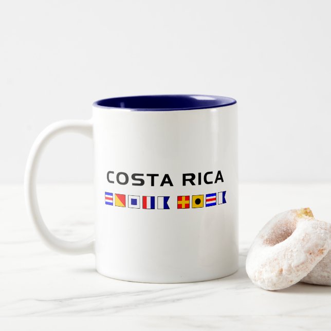 Seeschifffahrtsflaggen von Costa Rica Zweifarbige Tasse (Mit Donut)