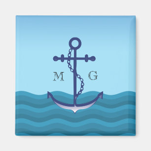 Seeschiffs-Anker mit doppeltem Monogramm Magnet