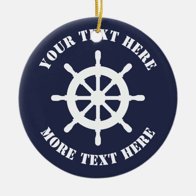 Seeschiffshelm Weihnachtsverzierung für Seemann Keramik Ornament (Vorne)