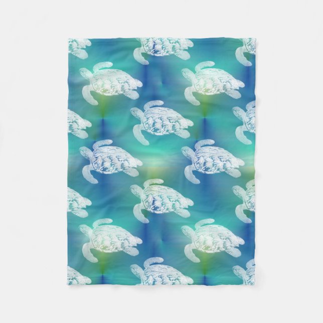 Seeschildkröte-blaue Aqua-Fleece-Decke Fleecedecke (Vorderseite)