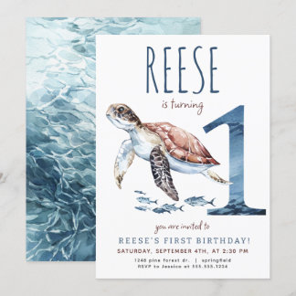 Seeschildkröte Einladung zum ersten Geburtstag