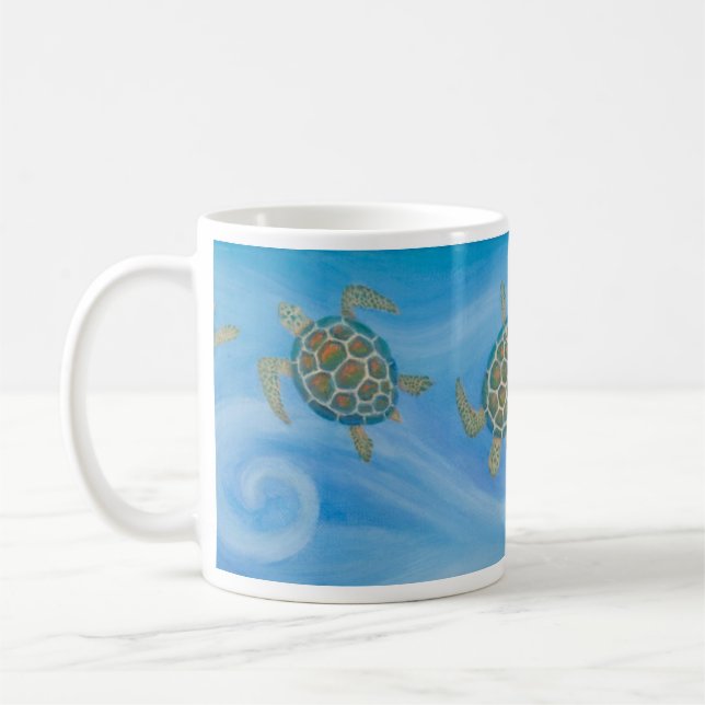 Seeschildkröte-Grafik - Keramik-Tasse Kaffeetasse (Links)