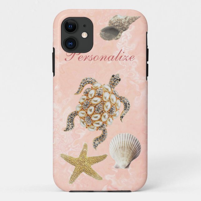 Seeschildkröte-Juwel-Druck, Starfish u. Muscheln Case-Mate iPhone Hülle (Rückseite)