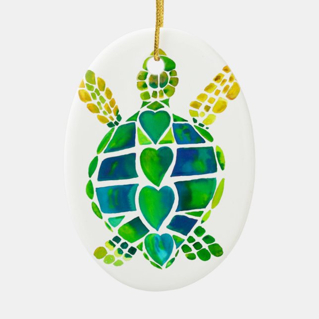 Seeschildkröte-Liebe-Sammlung Keramikornament (Vorne)
