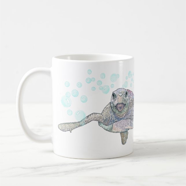 Seeschildkröte Niedliche Farbenfrohe Kindheit Illu Kaffeetasse (Links)