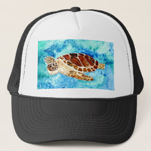 SeeschildkrötemarineMeereswelt Watercolormalerei Truckerkappe