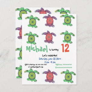 Seeschildkröten, Geburtstags-Party Einladung