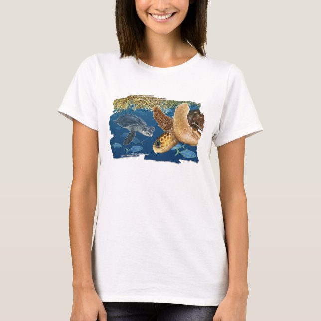 Seeschildkröten im Lebensraum-T - Shirt (Vorderseite)