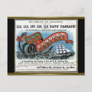 Seeschlangen-Clipper-Segeln Postkarte
