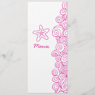 Seeschwalbe Seesterne rosa, weiße Hochzeitsmenü Menükarte
