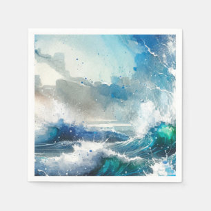 Seeschwalbe Wasserfarbenwellen Geburtstagsparty Serviette