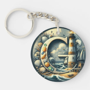 Seeseeküste Leuchtturm Sailboat Monogram G Schlüsselanhänger