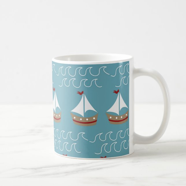 Seesegel-Boots-Druck Kaffeetasse (Rechts)