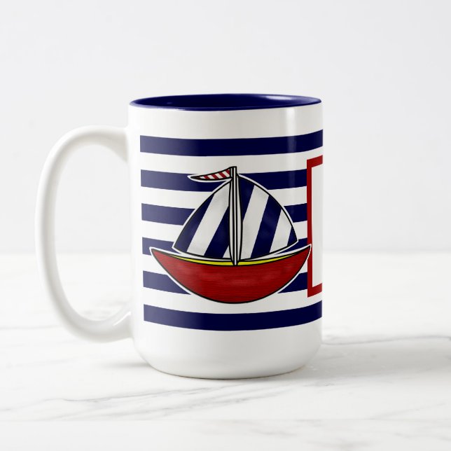 Seesegelboot-Kaffee-Tasse Zweifarbige Tasse (Links)