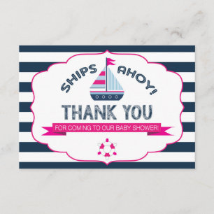 SeeSegelboot-Pink-Marine-Streifen danken Ihnen Dankeskarte