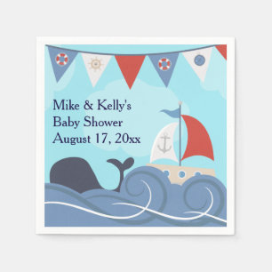 SeeSegelboot-Strand-Ozean-Wal-Babyparty Serviette