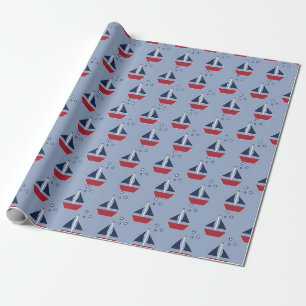 SeeSegelboote auf Blau Geschenkpapier