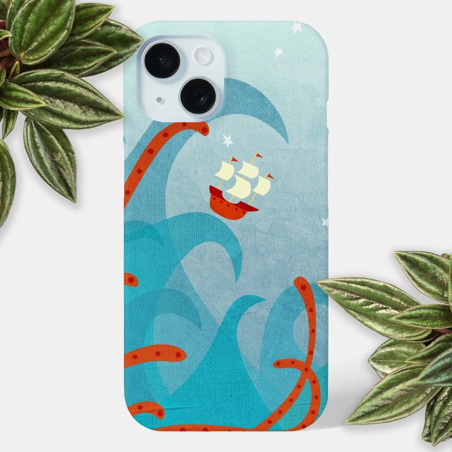 Seesegelmonster-Abenteuer Case-Mate iPhone Hülle (Sailing boat sea monster adventure fun cell phone case)