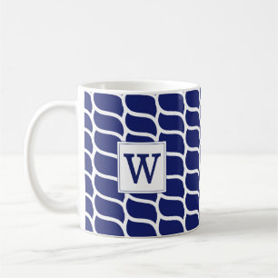 Seeseil-Muster-Marine-Blau-Monogramm Kaffeetasse