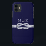 Seeseil und Anker-Monogramm in der Marine Case-Mate iPhone Hülle<br><div class="desc">Seeanker mit Seilmuster für Ihre Telefonabdeckung. Addieren Sie Ihre Initialen,  um dieses weitere besonders anzufertigen.</div>
