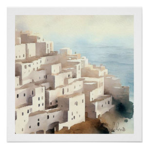 SEESIDDORF ALTE WELTARCHITEKTUR WASSERFARBE POSTER