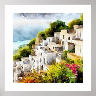 SEESIDDORF ALTE WELTARCHITEKTUR WASSERFARBE POSTER