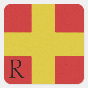 Seesignal-Flaggen-Alphabet-Aufkleber R Quadratischer Aufkleber