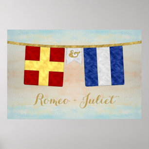 Seesignalflaggen für einfarbige Paare Poster