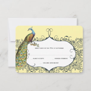 Seestelle und Mustard Peacock Love Bird Pattern We RSVP Karte