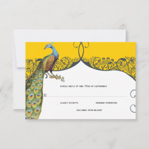 Seestelle und Mustard Peacock Love Bird Pattern We RSVP Karte