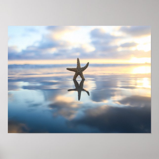 Seestern am Strand Foto Poster Druck (Vorne)