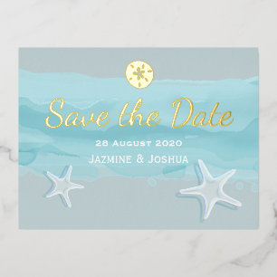 Seestern, aquafarbenes Aquarell Meer /Ankündigung  Folie Einladungspostkarte