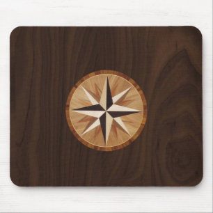 Seestern-dunkler hölzerner Marketerie-Blick Mousepad