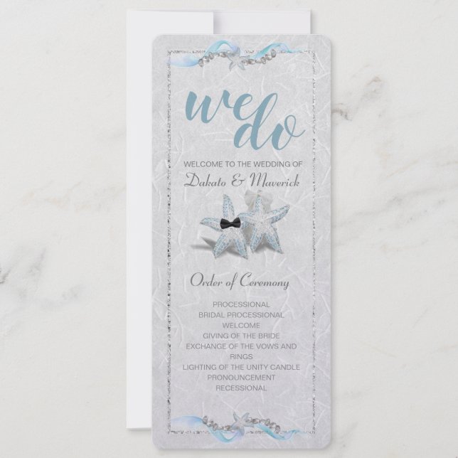 Seestern-Hochzeitsprogramm Einladung (Vorderseite)