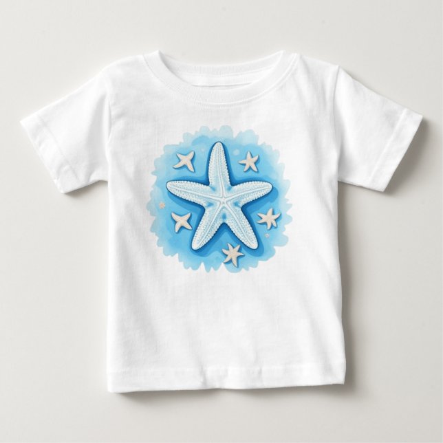 Seestern in Blau Baby T-shirt (Vorderseite)