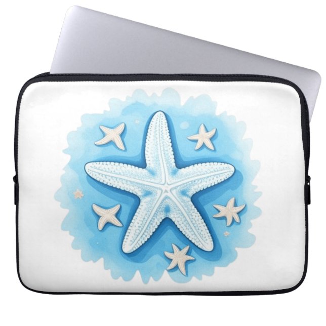 Seestern in Blau Laptopschutzhülle (Vorderseite)