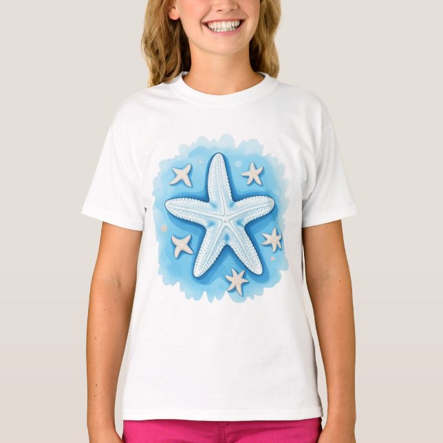 Seestern in Blau T-Shirt (Vorderseite)